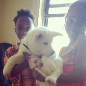 Kids and their puppy