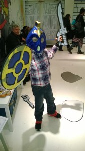 Kai is really  getting into character with the help of the available costumes