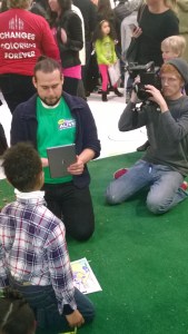 Virtual World: Kai seeing his Skylander drawing come to life  with the Color Alive app as he's taped on tv