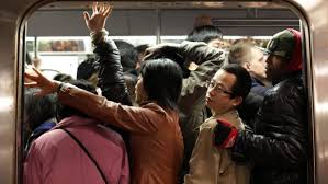 Packed  train we jumped into 