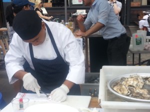 Oysters being prepared at MEDI 