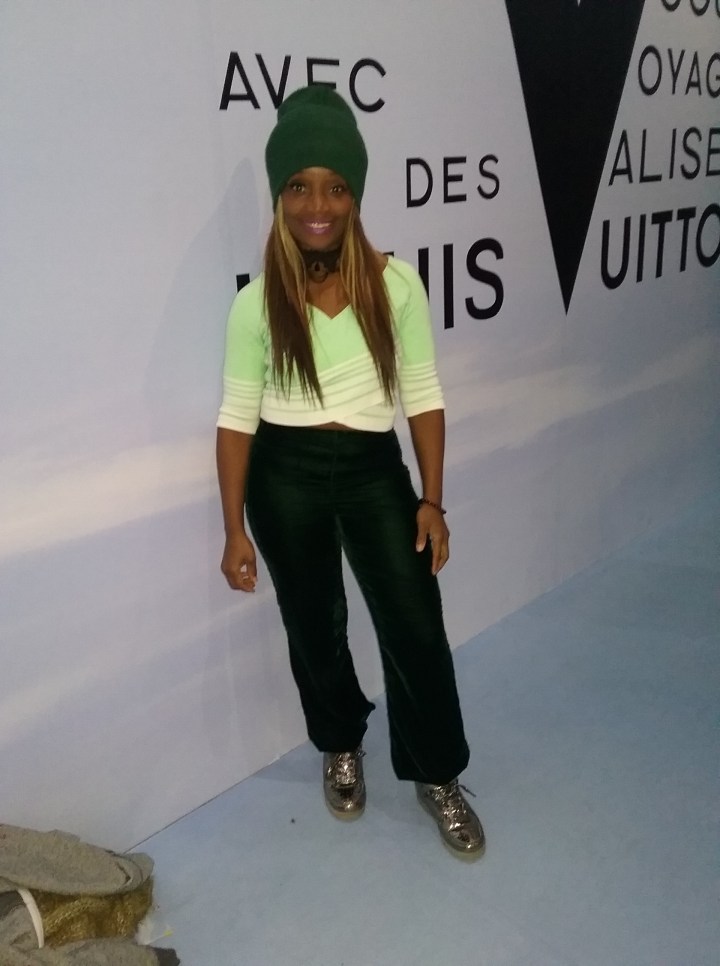 Debra strikes a pose at the Volez, Voguez, Voyagez – Louis Vuitton exhibition pic by @debrafrombrooklyn